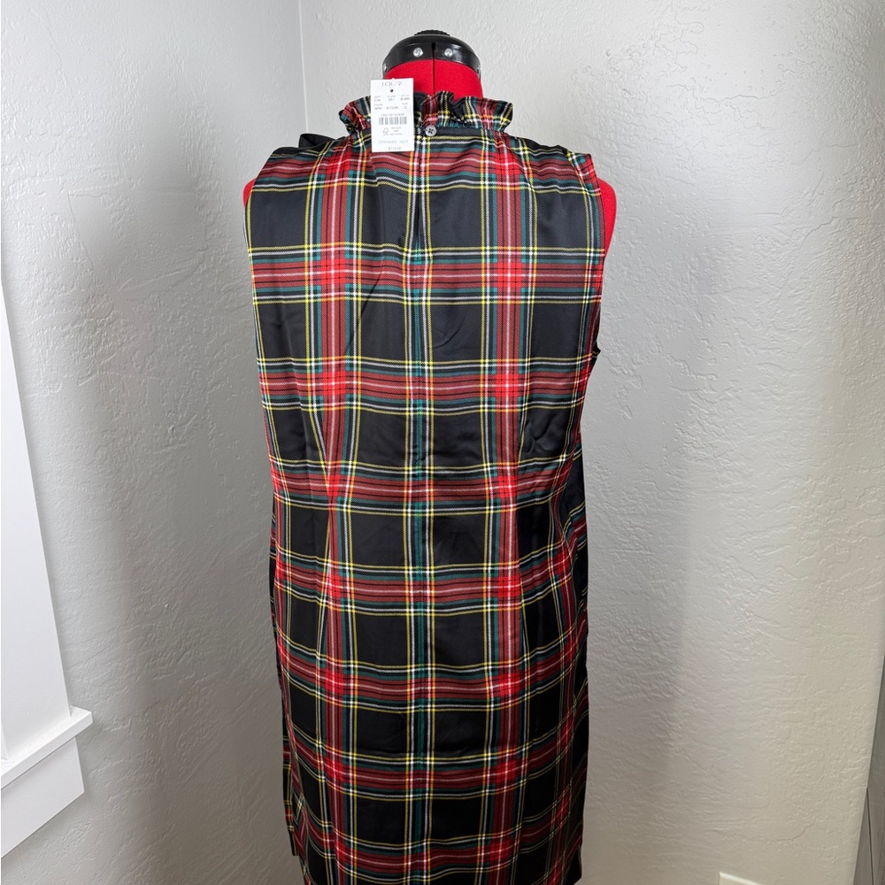 NWT J.Crew Black Tartan Plaid Bow Neck Midi Dress Size 12 - Picture 5 of 9